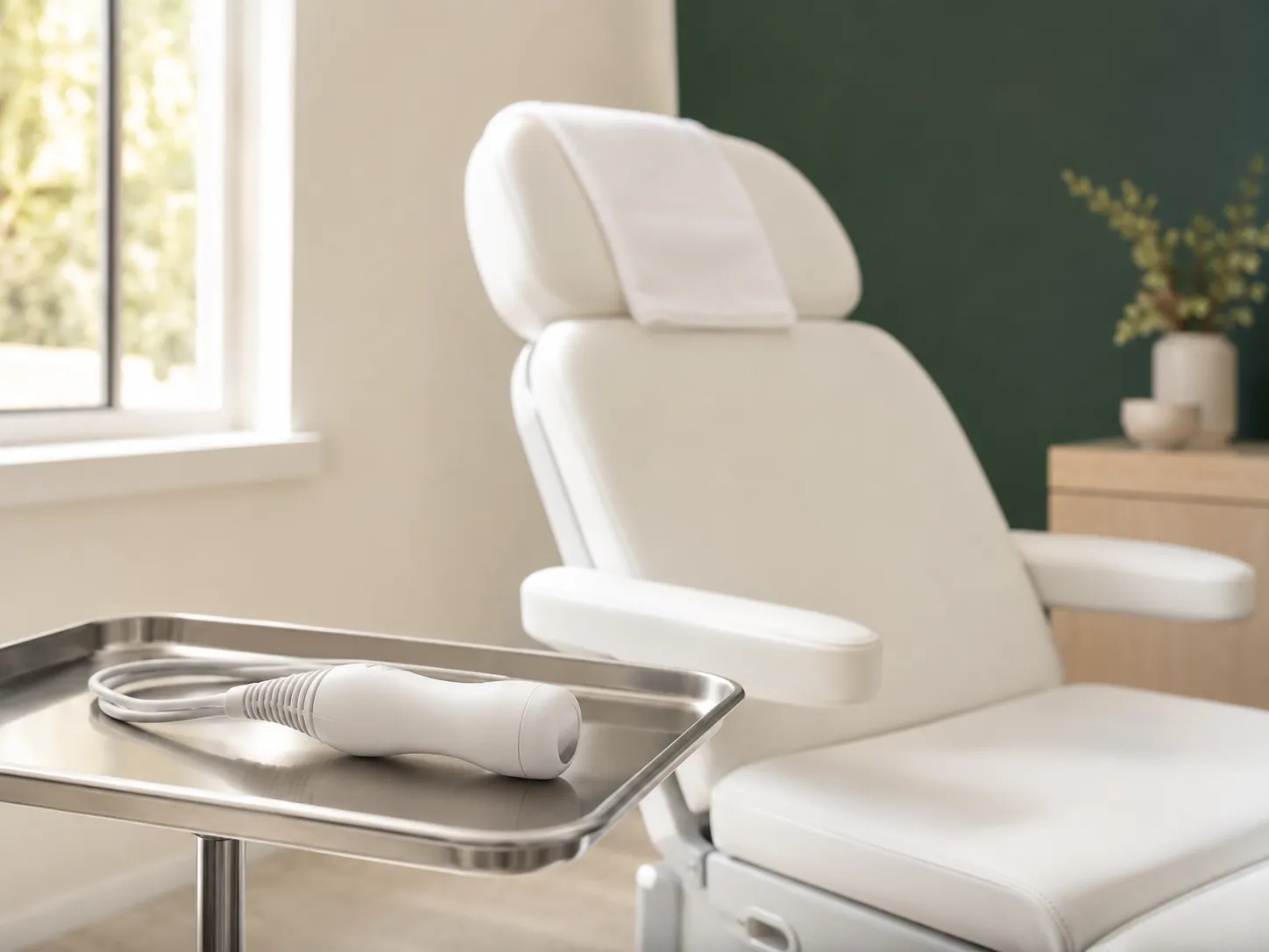 Treatment chair and handpiece prepared in a clinic room